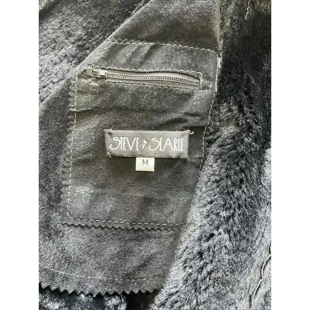 EUC! VTG Women's Steve by Searle Black Suede Faux Fur Heavy Winter Coat - Size M